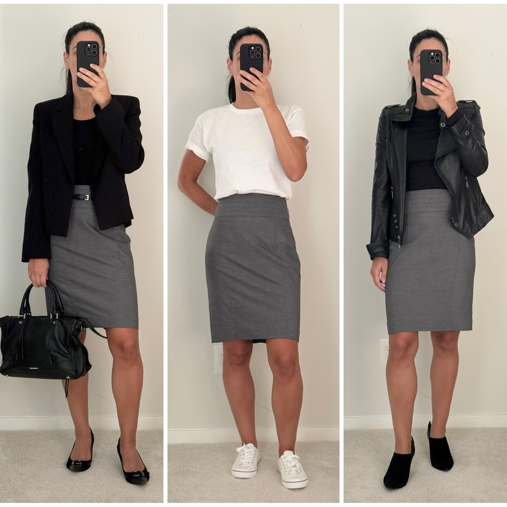 H&M Grey Knee Length Pencil Skirt Size 6